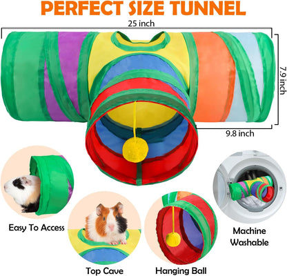 Sofier Guinea Pig Tunnel Hideout Cage Accessories Chew Toys for Hamster Rabbit Ferret Rat Chinchilla Hedgehog Enrichment Playpen Boredom