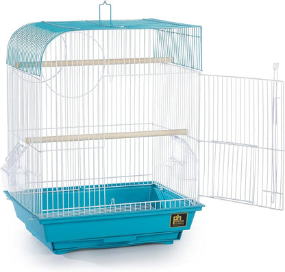 Rustic Retreat Top Bird Cage with Durable Metal Construction, Spacious Interior, and Convenient Top Access Teal/Flat Top