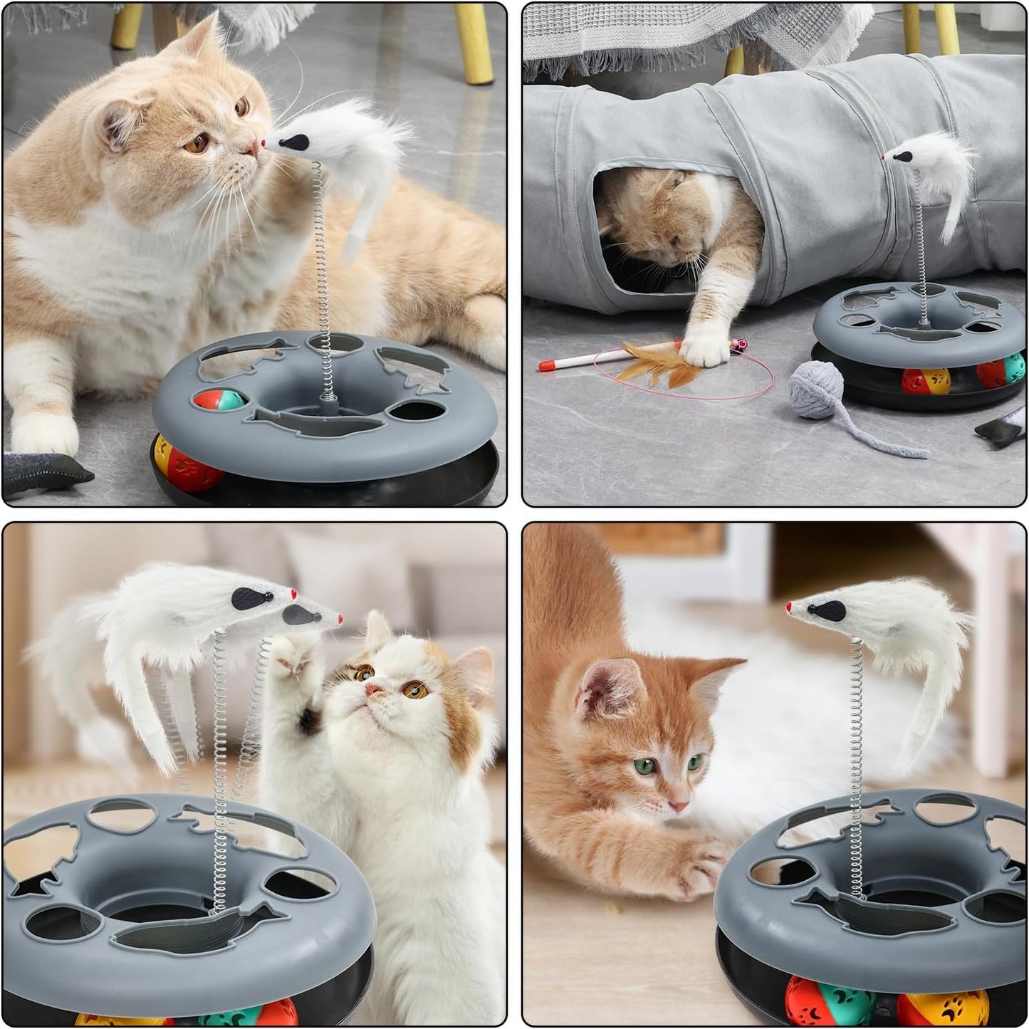 Cat Tunnel, Indoor Cat Toy, Roller Track Cat Toy, Collapsible S-Shaped Play Tube, 10.5 Inch Diameter Maze Cats House for Cats, Puppies, Rabbits, Ferrets Set