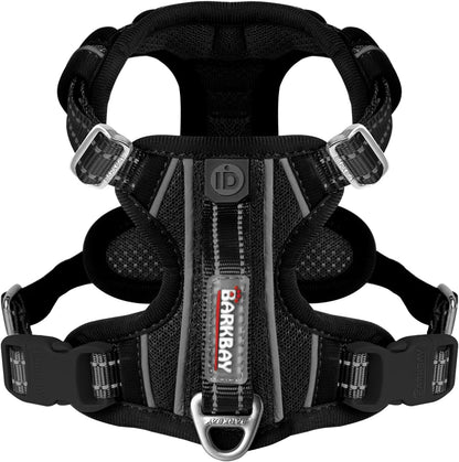 BARKBAY Dog Harness No Pull with ID Tag Pocket - Heavy Duty, Reflective, Easy Control for Large Dogs(Black,M)
