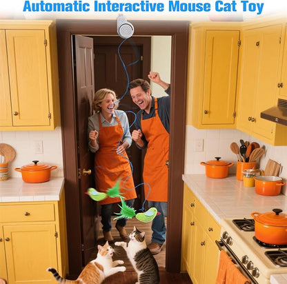 Interactive Cat Toys for Indoor Cats Automatic Electric Flying Bird Feather Cat Toy - Best Kitten & Adult Cat Enrichment Toy Stick-on Hanging Electric Kitty Toys for Bored Cats