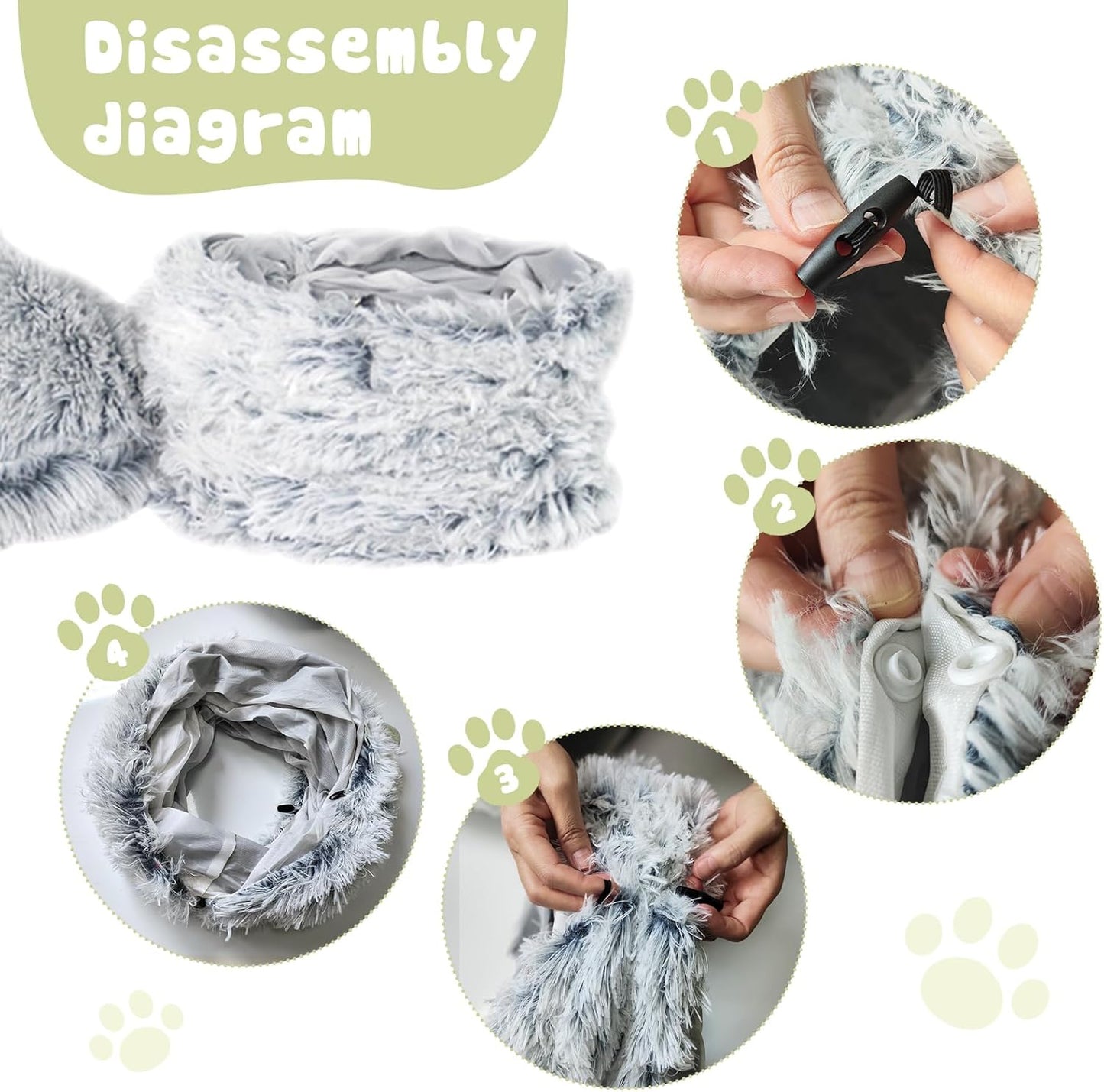 Cat Tunnel Bed for Indoor Cats, Soft Plush Donut Peekaboo Cat Cave, Multifunctional Playground Toy for Small Medium Large Cats, Kittens, Rabbits, Ferrets, with Washable Cushion(Grey)