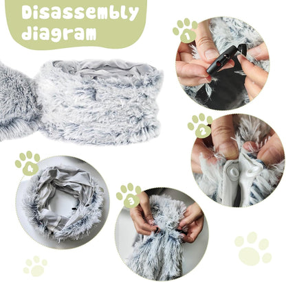 Cat Tunnel Bed for Indoor Cats, Soft Plush Donut Peekaboo Cat Cave, Multifunctional Playground Toy for Small Medium Large Cats, Kittens, Rabbits, Ferrets, with Washable Cushion(Grey)