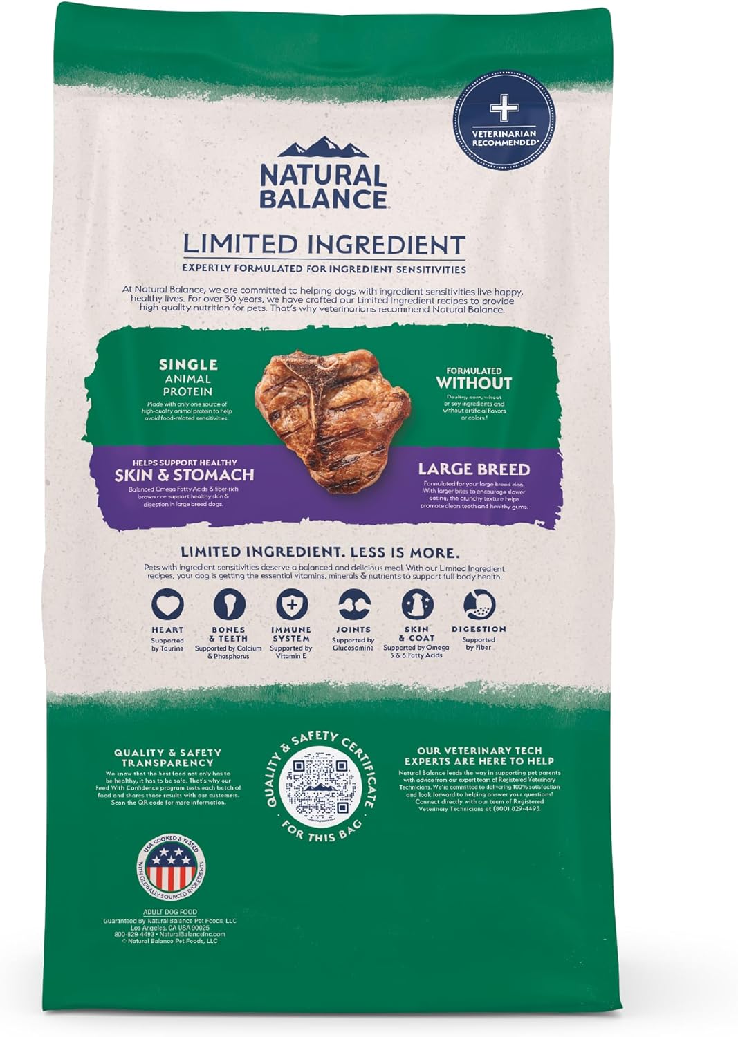 Natural Balance Limited Ingredient Large Breed Adult Dry Dog Food with Healthy Grains, Lamb & Brown Rice Recipe, 26 Pound (Pack of 1)