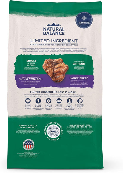 Natural Balance Limited Ingredient Large Breed Adult Dry Dog Food with Healthy Grains, Lamb & Brown Rice Recipe, 26 Pound (Pack of 1)