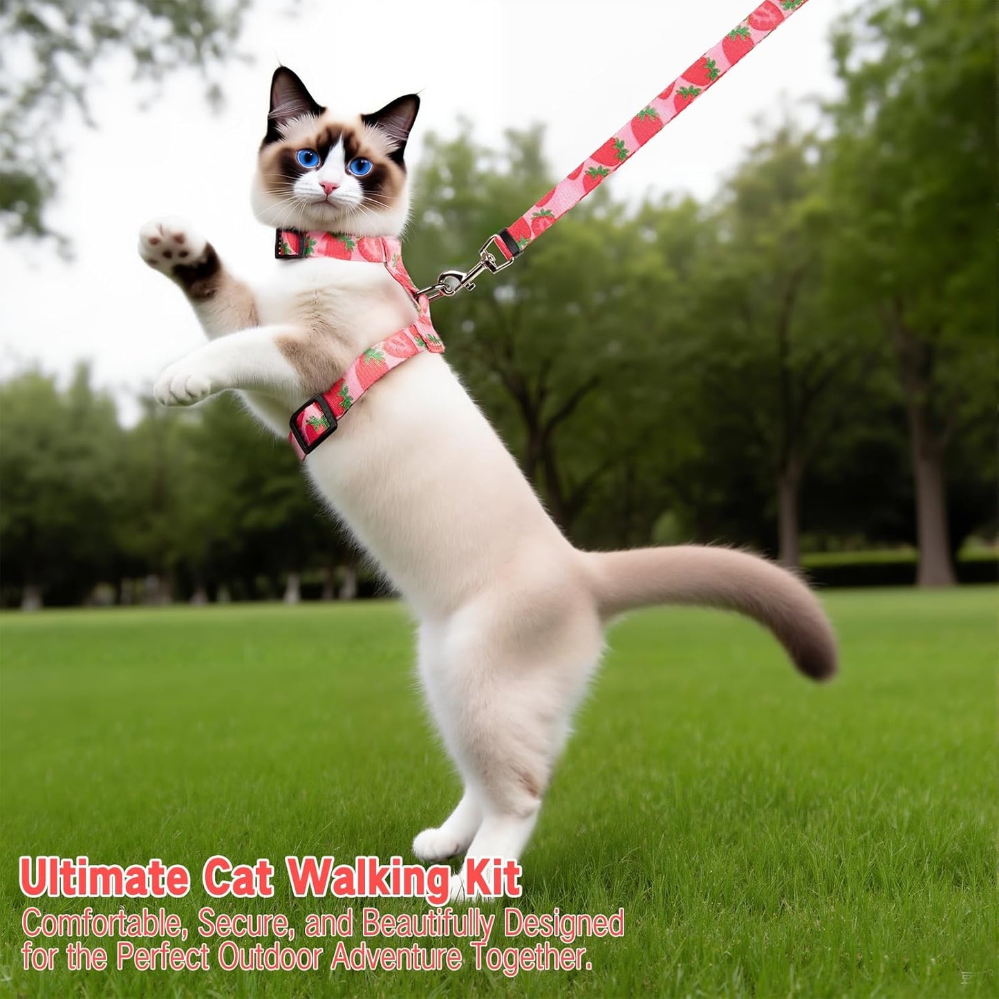 Cat Harness and Leash Set, Escape Proof Cat Harness, Comfortable Soft Lightweight Cat Leash, Use Safe and Easy, Outdoor Walking Travel Kitten Harness for Small Medium Large Cats