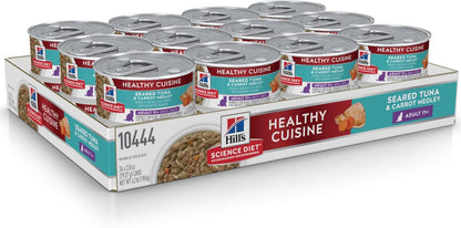 Hill's Science Diet Healthy Cuisine, Senior Adult 11+, Great Taste, Wet Cat Food, Seared Tuna & Carrot Stew, 2.8 oz Can, Case of 24