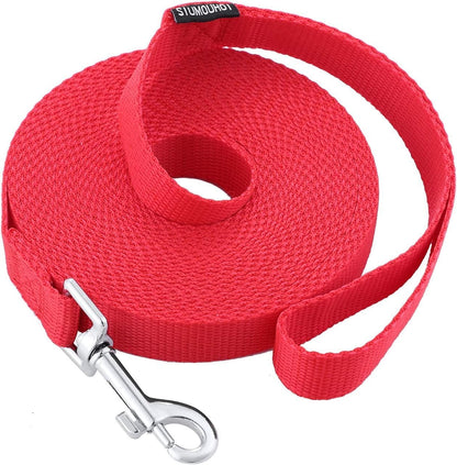 Dog/Puppy Obedience Recall Training Agility Lead - 15ft 20ft 30ft 40ft 50ft Training Leash - Great for Training, Play, Camping, or Backyard (30 Feet, Red)