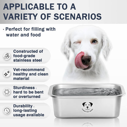 Stainless Steel Dog Bowls for Large Dogs, High Capacity Metal Dog Food Bowls, Food and Water Bowl for Larges, X-Large, and Big Dogs 4.2 Gallons