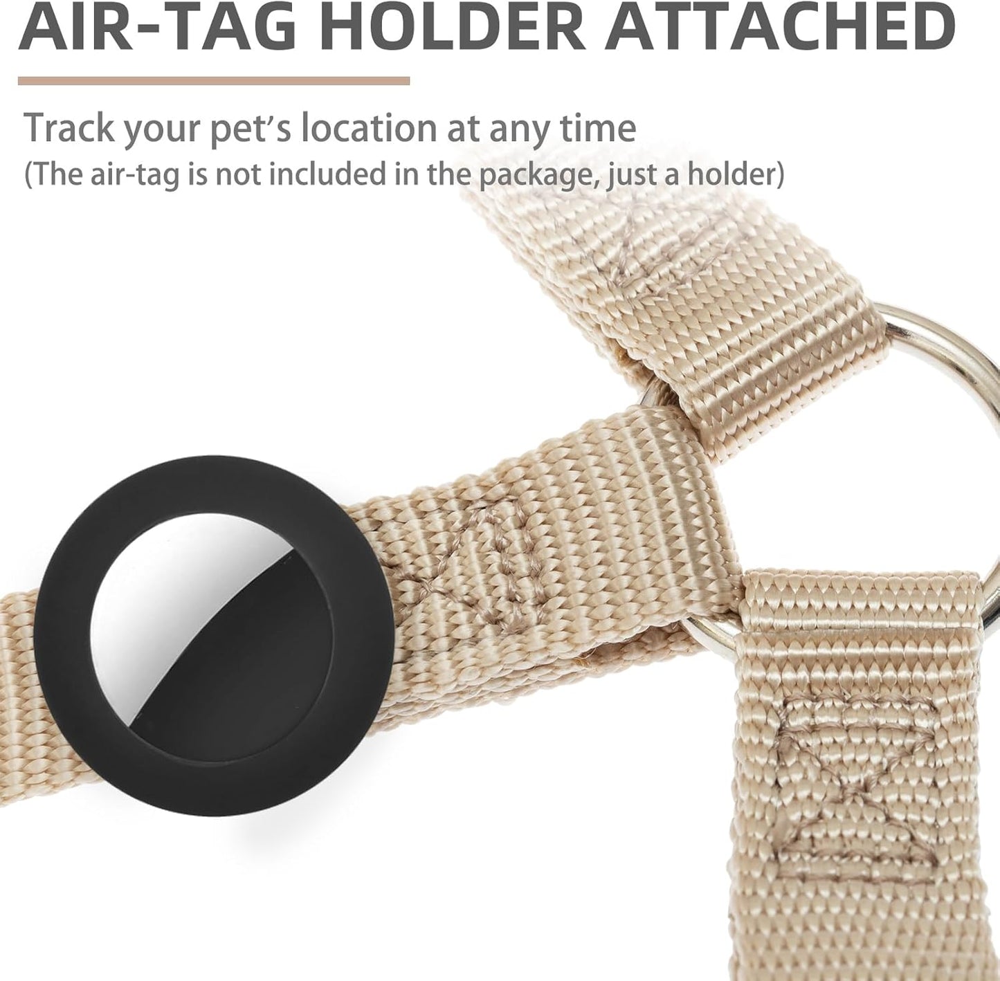 PUPTECK No Pull Dog Harness Soft Adjustable Basic Nylon Step in Puppy Vest Outdoor Walking with ID Tag and A-ir Tag Case, Cream, M