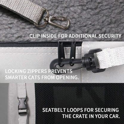 Extra Large Cat Carrier Soft Sided, Portable Small Dog Carrier for 2 Cats, 24"x16.5"x16" Car Travel Folding Comfortable Design, Khaki