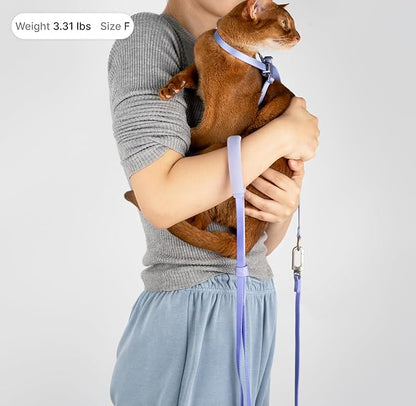 Ultra Lightweight Cat Leash Adjustable with Padded Handle, Soft Thin Nylon Cat Walking Training Waist Crossbody Leash for Kitten>4lbs Small Medium Large Cats, Puppy, No Harness (Blurple)