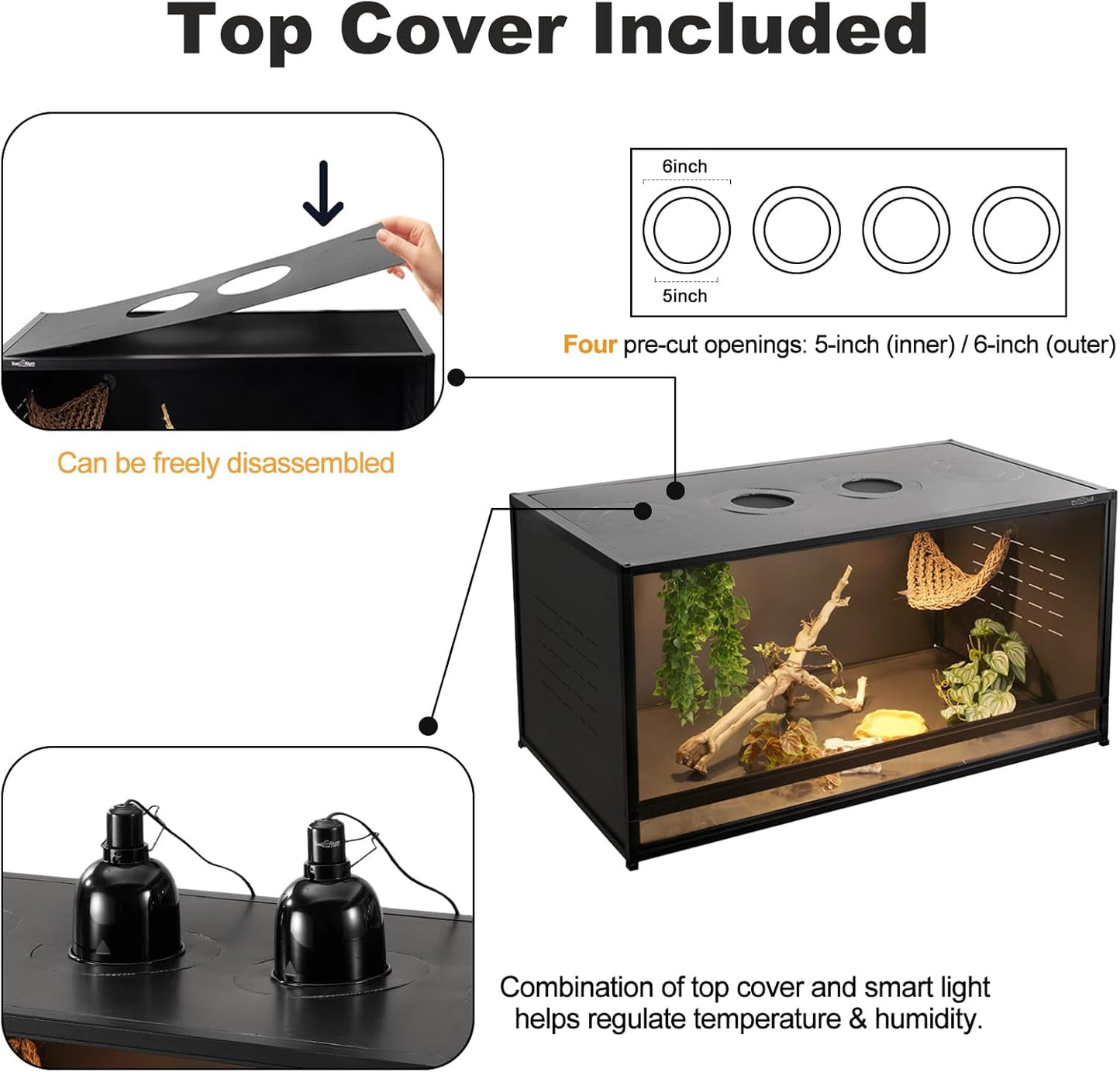 Stackable PVC Reptile Enclosures 44 Gallon ToxiRium Large Reptile 40''x16''x16 Space efficient Tank for Bearded Dragon Lizard Snake,Wide Breeding Vivarium with Sliding Glass Doors Lock-with spacers