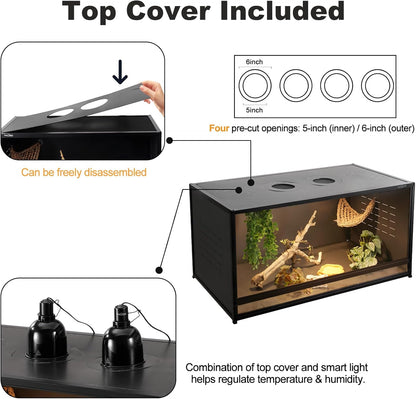 Reptile Terrarium Cabinet 48''x24''x24'' Large PVC Reptile Enclosure 120 Gallons with 12'' Height for Bearded Dragon Gecko Lizard Snake, Wide Breeding Vivarium Area with Sliding Doors Lock