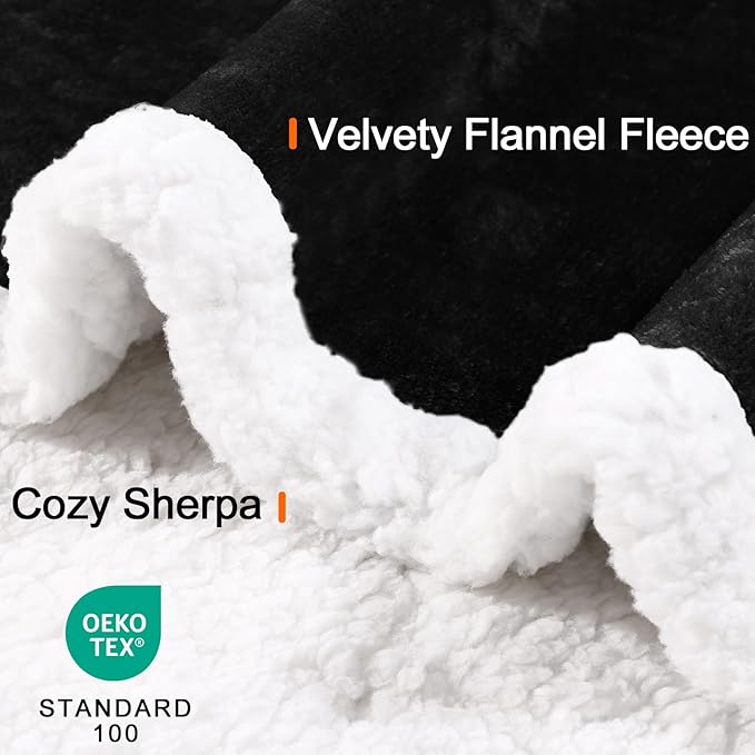 Smiry Waterproof Blanket Throw for Large Dogs, Soft Reversible Dog Blanket for Sofa Couch Bed, Washable Leakproof Sherpa Fleece Furniture Couch Cover Protector(50"x60", Black/White)