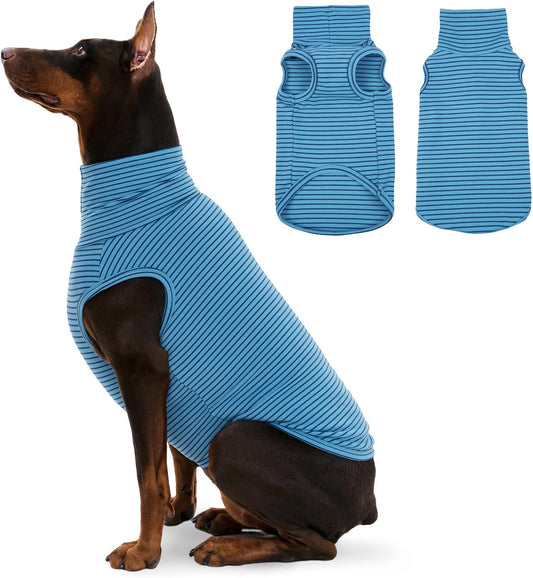 ROZKITCH Striped Dog Sweater,Cute Pet Shirt Stretchy Comfort Fit for Doberman, Rottweiler, Great Dane etc All-Day Wear BlueStripe 4XL