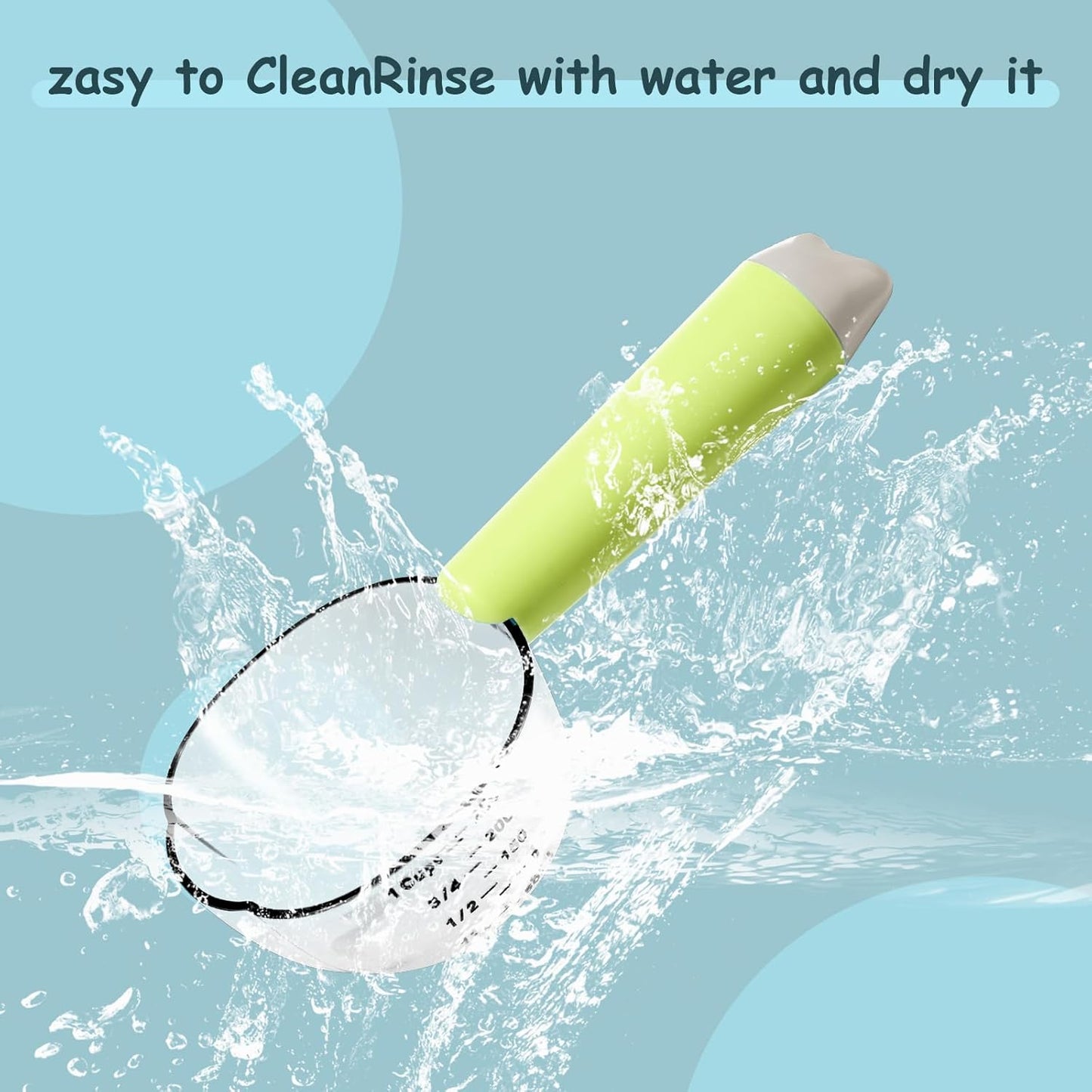 Dog Food Scoop 1 Cup, Pet Food Measuring Cups, Comfortable Long Handled Measuring Cup, for Dog, Cat & Rabbit Food-Grade Pet Food Feeding Scoop, Easily Clean Safe and Reliable (Greener)