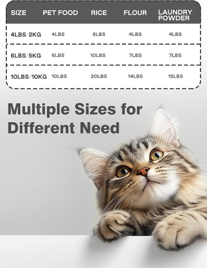 LivLab Mker Airtight Dog Food Storage Container 20 lbs, Pet Food Storage Bin with Lid 4 lbs & 6 lbs & 10 lbs, 3 Pack, Cat Treat Container, Stackable, 3 Measuring Cup, Save Space,White