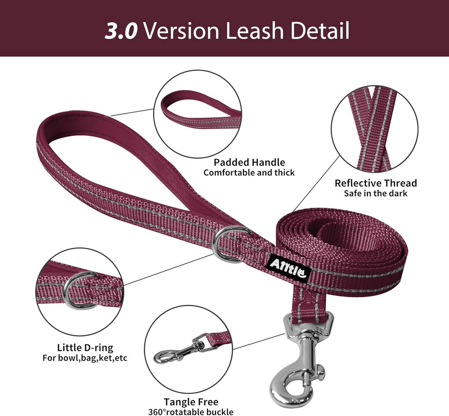AIITLE Escape Proof Dog Harness - Step in Adjustable Dog Harness No Choke Over with Breathable Mesh and Quick-Release Buckle for Summer- Outdoor Walking, Camping, Training for Medium Dogs Burgundy XL