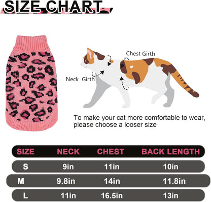 Mihachi Winter Warm Cat Sweater Turtleneck Puppy Pets Sweater Knit Vest Fashion Leopard for Cats Puppy Small Animals Pink Medium