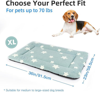 Mora Pets Dog Crate Pad Dog Kennel Bed Mat for Large Dogs Washable Cute Star Pet Bed for 36 inch Cage Ultra Soft Flat Puppy Cat Cushion for Cozy Sleeping Anti-Slip Blue 36 x 23