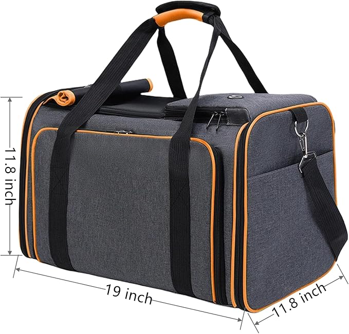 Expandable Travel Small Dog Cat Carrier(Large),Airline Approved Soft-Sided Pet Carrier with Removable Fleece Pad and Pockets for Cats/Puppy and Small Animals