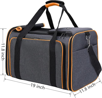 Expandable Travel Small Dog Cat Carrier(Large),Airline Approved Soft-Sided Pet Carrier with Removable Fleece Pad and Pockets for Cats/Puppy and Small Animals