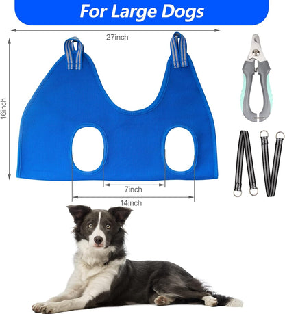 Pet Grooming Hammock for Medium/Large Dogs with Nail Clippers/Nail Trimmers/Grooming Scissors, Dog Grooming Harness for Nail Trimming, Pet Grooming Sling Helper
