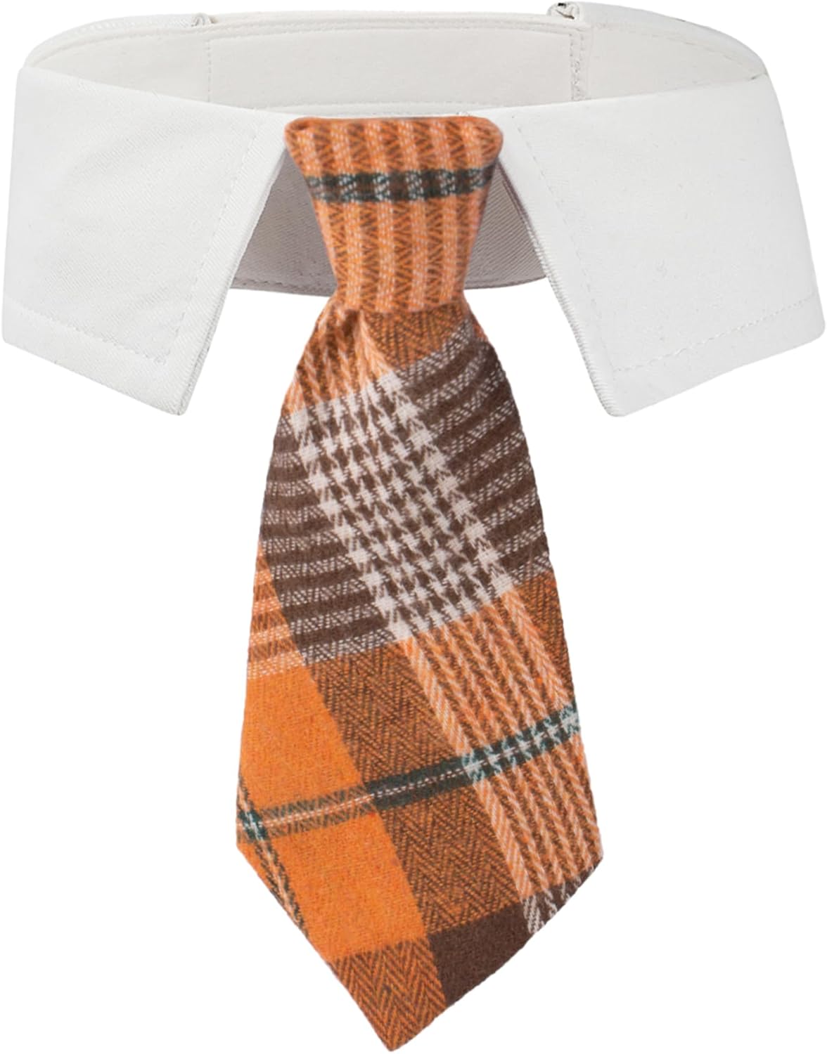ADOGGYGO Fall Dog Necktie Pet Tuxedo Halloween Thanksgiving Dog Neck Tie Collar with Orange Plaid Tie for Small Dogs Pets (Small, Orange)