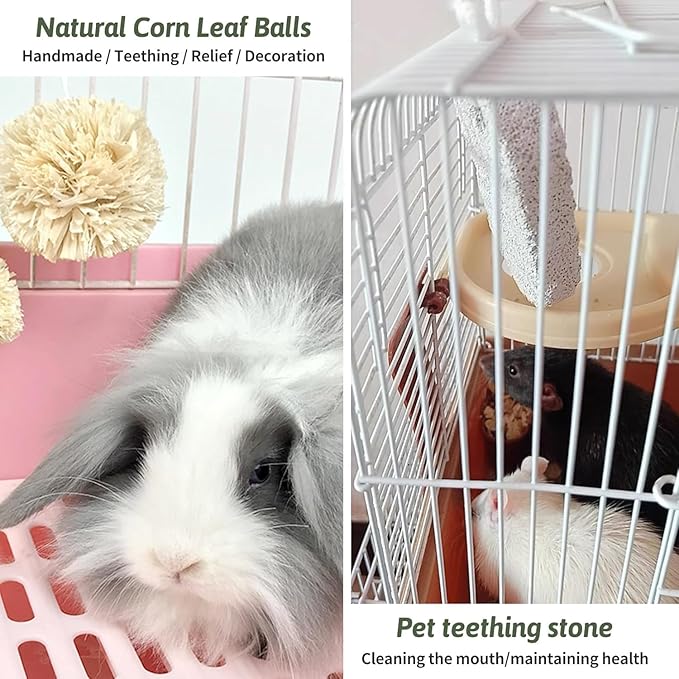 kathson Bunny Toys Rabbit Wooden Scratch Nail Scratch Board Hanging Chew Toys for Small Animals Guinea Pigs Hamster Chinchillas