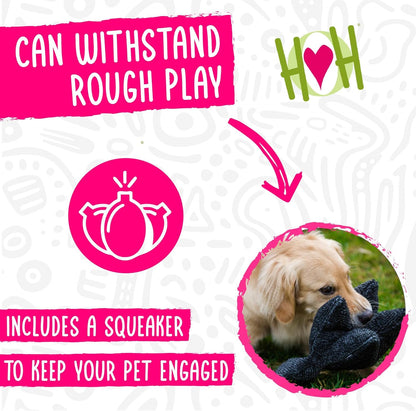 HuggleHounds Plush Dog Toy - Fuzzy Dog Toy, Soft Plush, Interactive Durable Stuffed for Small and Large Breeds with Squeaker - Squooshie Bunny