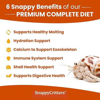 Hermit Crab Food - Premium Complete Diet. Non-GMO Organic. US FDA Facility. Supports Molting, Shell Health, Digestive System and Over-All Immune System - 2.5 oz