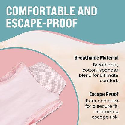 KittyCraft Cat Recovery Suit - Strangle-Proof Post Surgery Cat Onesie, Cat Post-Surgery Suit (Medium, Pink)