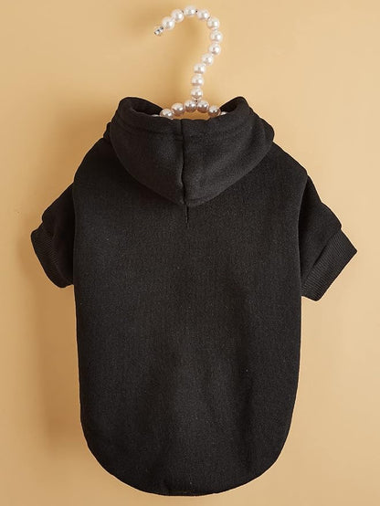 QWINEE Basic Dog Hoodie Sweatshirt Puppy Sweater Warm Cat Costumes Pet Clothes for Chihuahua Puppy Kitten Small Medium Dogs Black X-Large