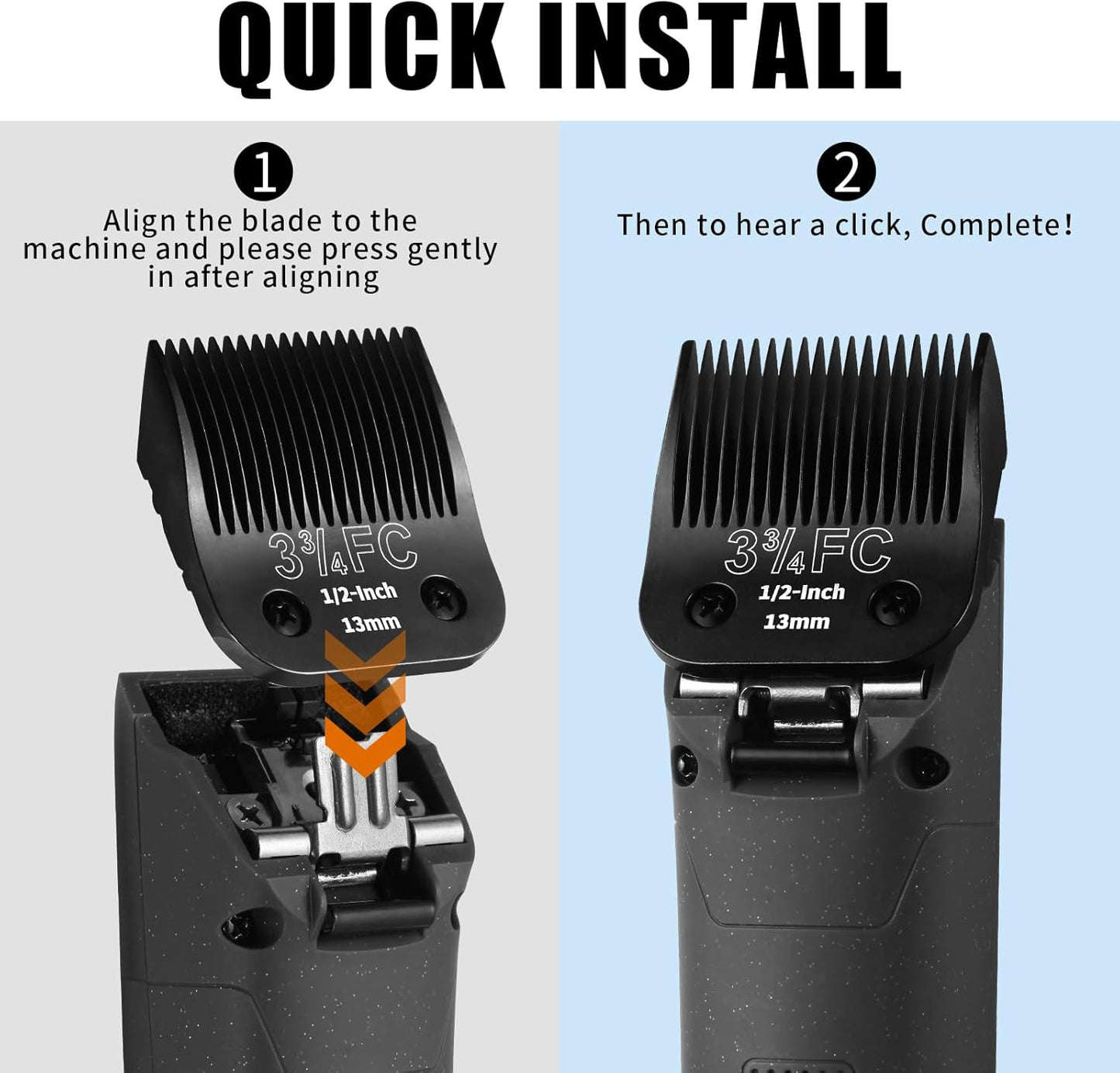 3 Pack 3-3/4FC Detachable Dog Grooming Steel Blades,Compatible with Andis,Oster A5,Wahl KM-10 Series,Cut Length 1/2" 13MM （Black）