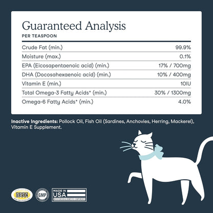 Fera Pets Fish Oil - Omega 3 for Dogs & Cats to Support Joints, Heart, Skin and Coat Health - Non GMO with Vitamin E - 16 oz
