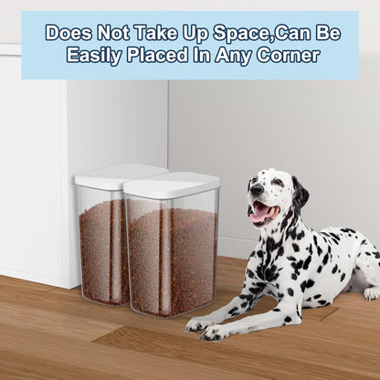 5-8 Lbs/6Qt Airtight Dog Cat Food Storage Container and Pet Storage Bin BPA-Free, PET Clear Stackable Dog Treat Containers Measuring Scoop Suitable for Dogs Food, Cats Food and Other Dry-2Pack