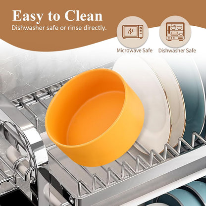 LIONWEI LIONWELI Ceramic Raised Dog Bowls, Medium - Set of 2 - Non Slip Wood Stand - Anti Vomiting - 850 ml - White