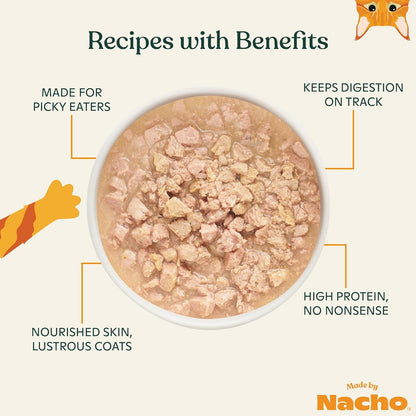Made by Nacho Wet Cat Food, Grass-Fed, Grain-Finished Minced Beef in Bone Broth for Hydration with Prebiotics for Digestive Health, High Protein, 2.5oz Cups (10 Pack)
