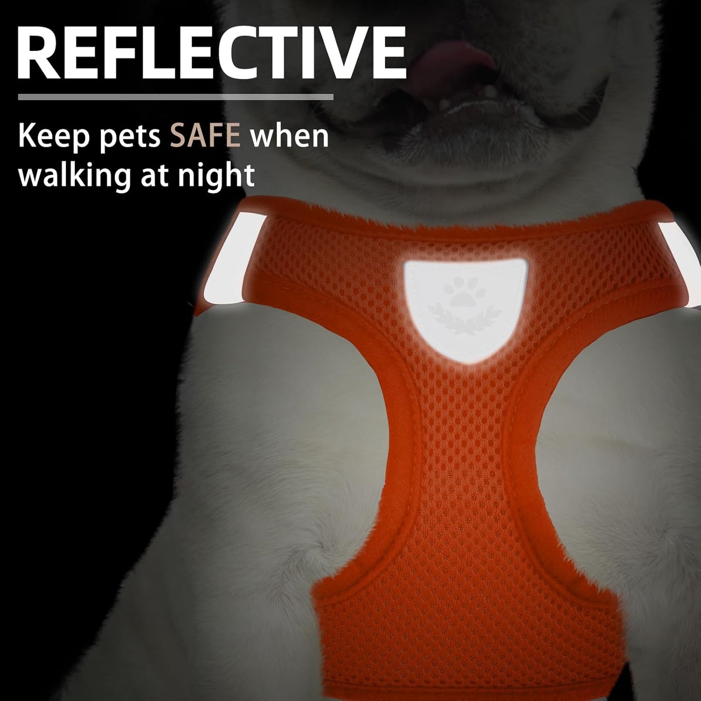 PUPTECK Adjustable Dog Harness Collar and Leash Set Step in No Pull Pet Harness for Small Medium Dogs Puppy and Cats Outdoor Walking Running, Soft Mesh Padded Reflective Vest Harnesses