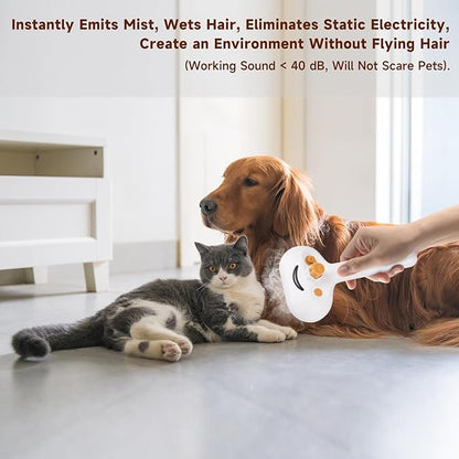 Pet Steam Brush for Dog & Cat – shower bath brush – Steam for Shedding & Grooming Water Brush for Long & Short Haired Pets Spritz Defur Comb 3-in-1 Spray Hair Removal Comb Includes 2*Waterless Shampoo