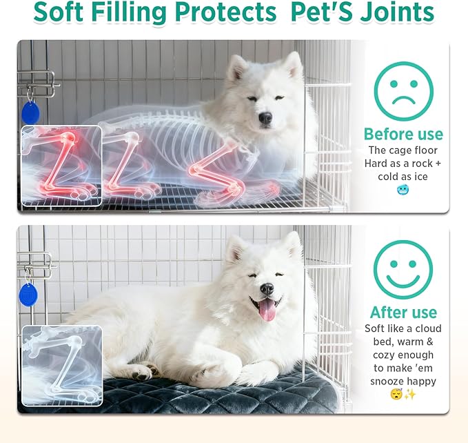 furrybaby Dog Crate Pad for Dog Cages Flat Crate Mat Kennel Pad with Anti-Slip Bottom Machine Washable for Pet Bed Sleeping (S 24x18'', Grey Mat)