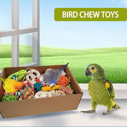 bird toys，Colorful Parrot Foraging and Tearing Toy Box - Suitable for chewing and foraging of long tailed parrots, Quaker parrots，cockatoos, Sun Conure， and other small and medium-sized parrots