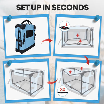 Large Cat Carrier for Car Travel, Soft Sided Collapsible Pet Carrier for Outdoor and Indoor Uses, Roomy Extra Large Cat Carrier for 2 Kittens or Puppies Up to 50lbs (Teal)