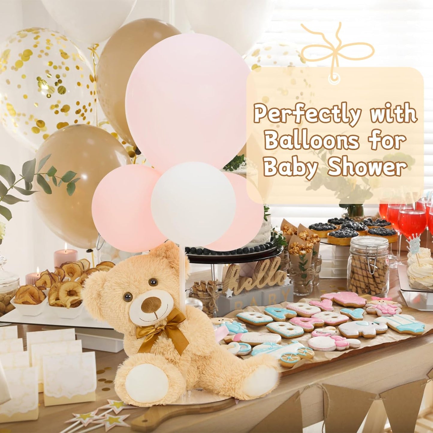 MorisMos 14 Piece Teddy Bears Bulk Baby Shower,14 Inch Cute Teddy Bear Stuffed Animals Plush,Small Stuffed Bears,Centerpiece Decoration,Brown,White,Dark Brown