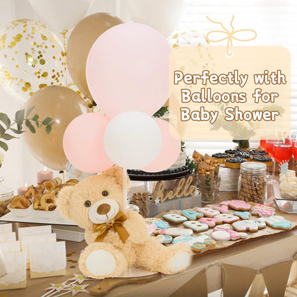 MorisMos 14 Piece Teddy Bears Bulk Baby Shower,14 Inch Cute Teddy Bear Stuffed Animals Plush,Small Stuffed Bears,Centerpiece Decoration,Brown,White,Dark Brown