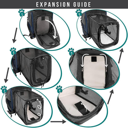 PetAmi Dog Cat Backpack Carrier, Expandable Pet Carrier Backpack for Travel Hiking, Small Medium Dog Puppy Large Cat Carrying Backpack, Airline Approved Ventilated Soft Back Support, 18 lbs, Navy