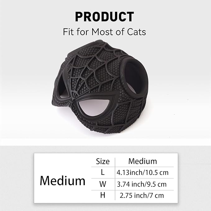 Cat Bat Mask Halloween Costumes Accessories for Cats, Cat Bat Cosplay Apparel (Medium, Black Spider)