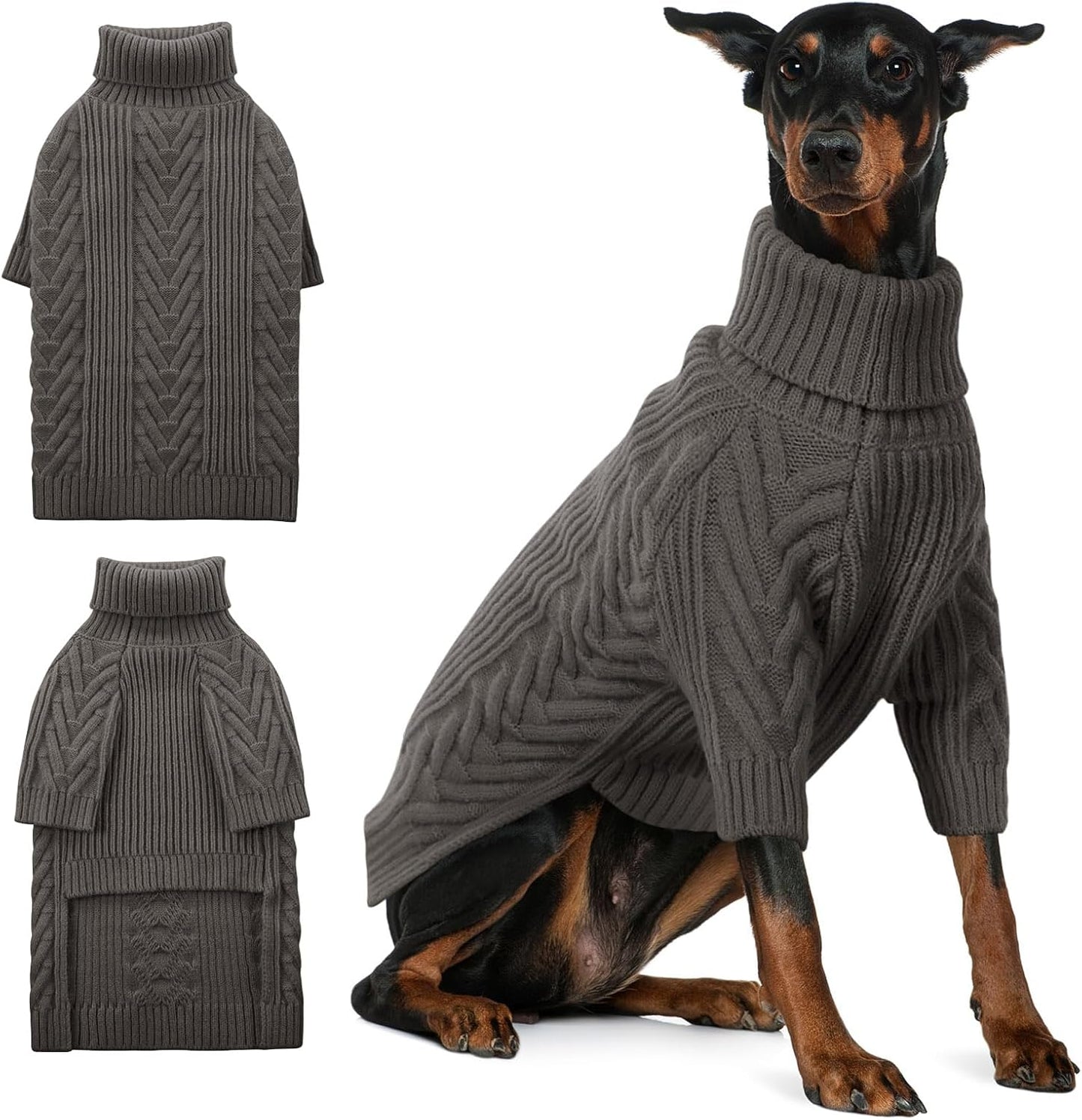 ASENKU Extra-Large Dog Sweater, Dog Sweaters for Extra Large Dogs, Pet Sweatshirt Apparel Turtleneck Pullover Winter for Doberman, Great Dane (Dark Grey, 4XL)