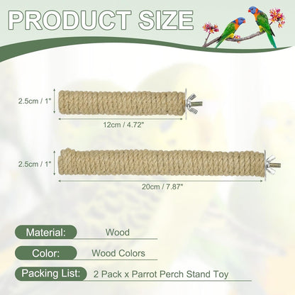 Parrot Perch, Wooden Parrot Perch Stand Toy, Paw Grinding Stick, Bird Cage Accessories, 2 Sizes (Wood Color, 2 Pcs) Birds Toys Intended for Cage/Parakeets/Conure/Budgie